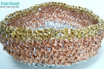 Crocheted Metallic Striped Bowl
