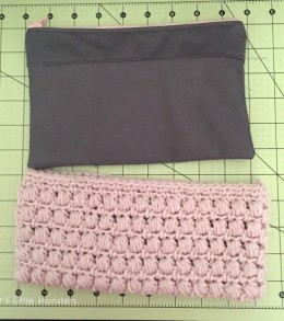 fabric and crochet pouch