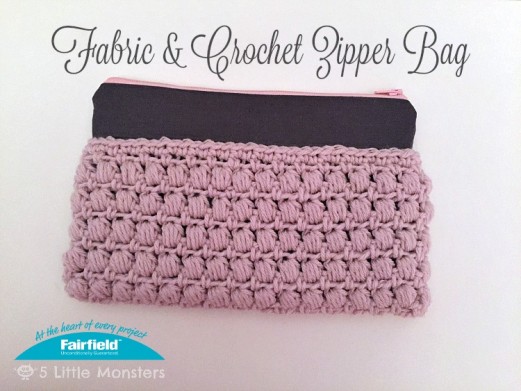 Fabric & Crochet Zipper Bag - Fairfield World Craft Projects