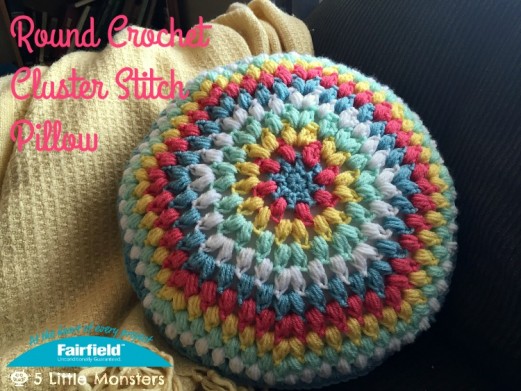 Round Crochet Cluster Stitch Pillow