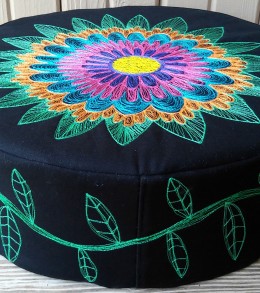 Floral Embroidered Floor Pouf 3
