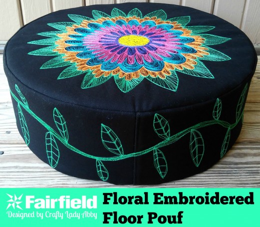 Floral Embroidered Floor Pouf