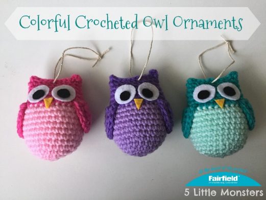 Colorful Crocheted Owl Ornaments