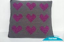 Colorwork Crochet Hearts Pillow