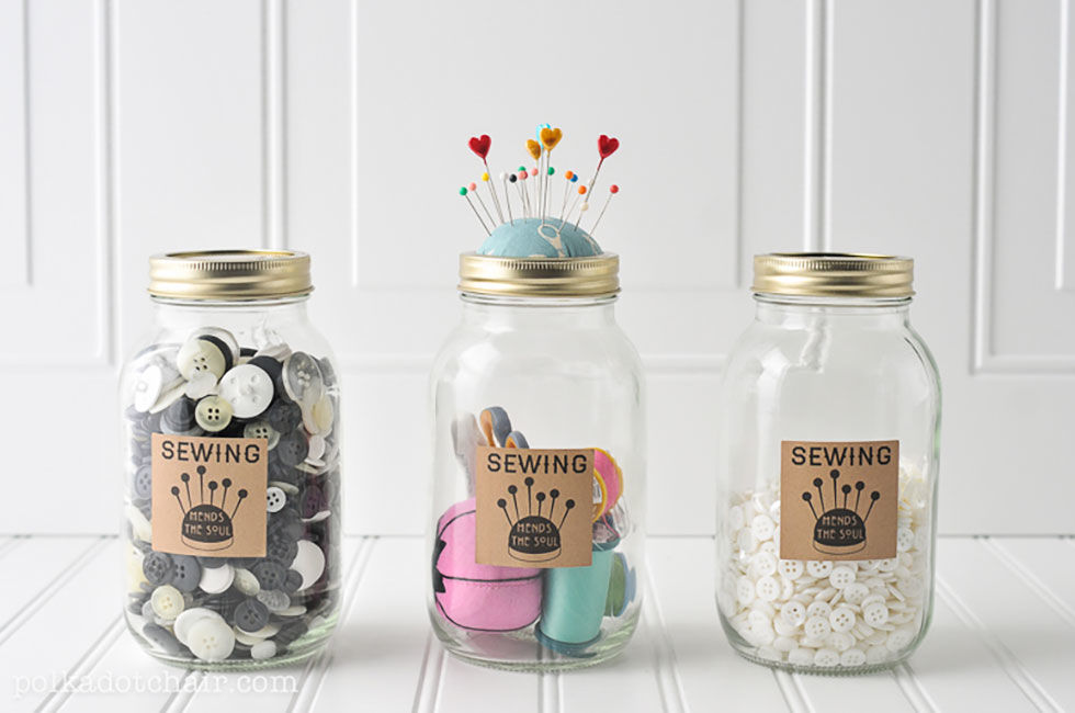 mason jar sewing kit