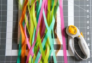 Colorful strips of Oly*Fun for DIY wall hanging