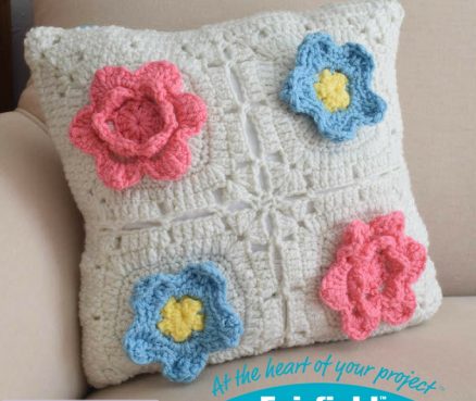 Crochet Picking Flowers Pillow