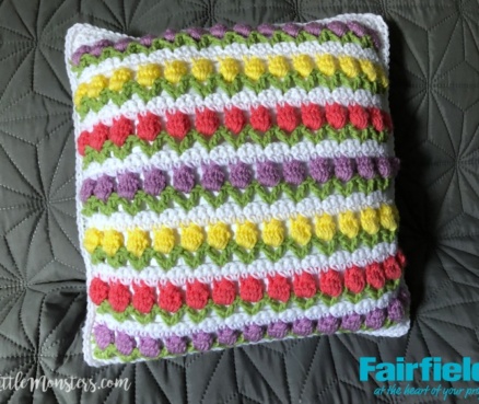 Spring Tulips Crochet Pillow