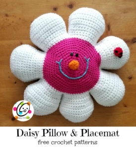 Daisy Pillow & Placemat, free crochet pattern by Snappy Tots