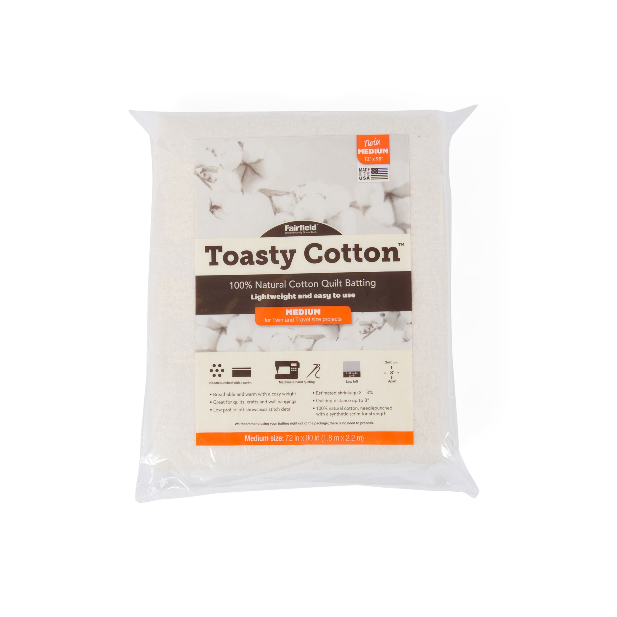 Toasty Cotton 100% Natural Cotton Batting By Fairfield™, 90 Wide