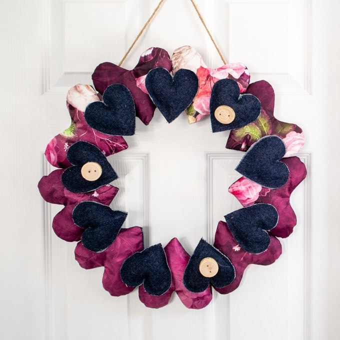 fabric heart wreath