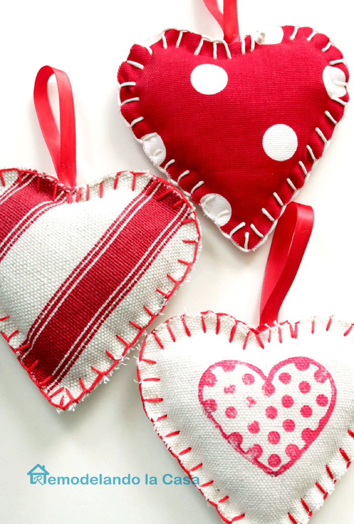 fabric heart ornaments