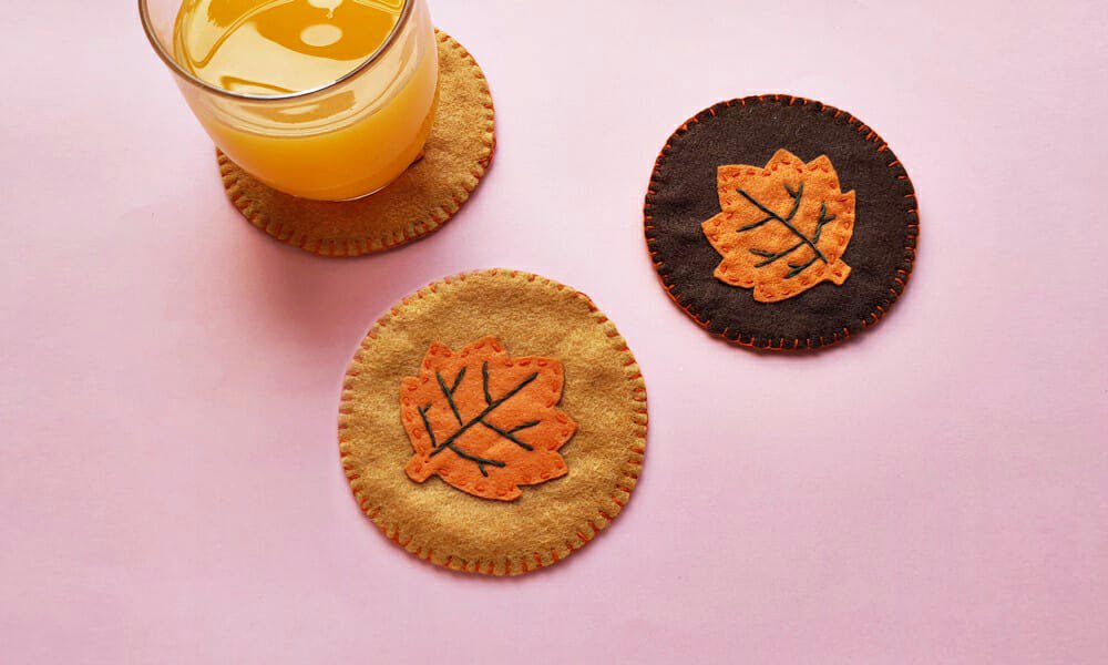 felt leaf coaster