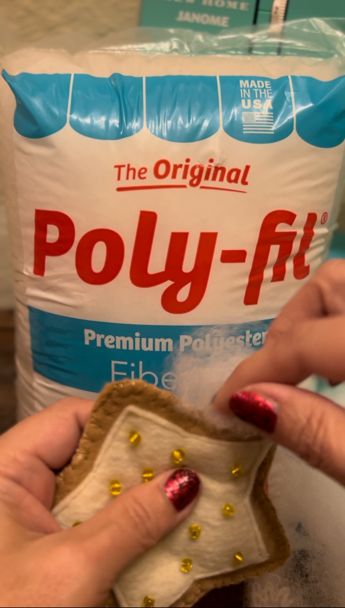 poly-fil to make plush cookie ornaments