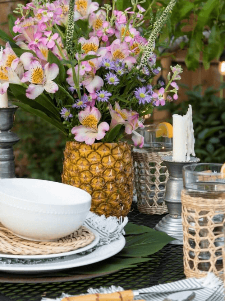 tropical table decor DIY