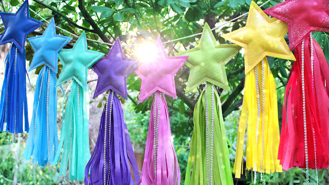 rainbow garland with oly-fun fabric