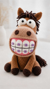 Funny Amigurumi Horse with Braces (free pattern by Penguin Hobbies)