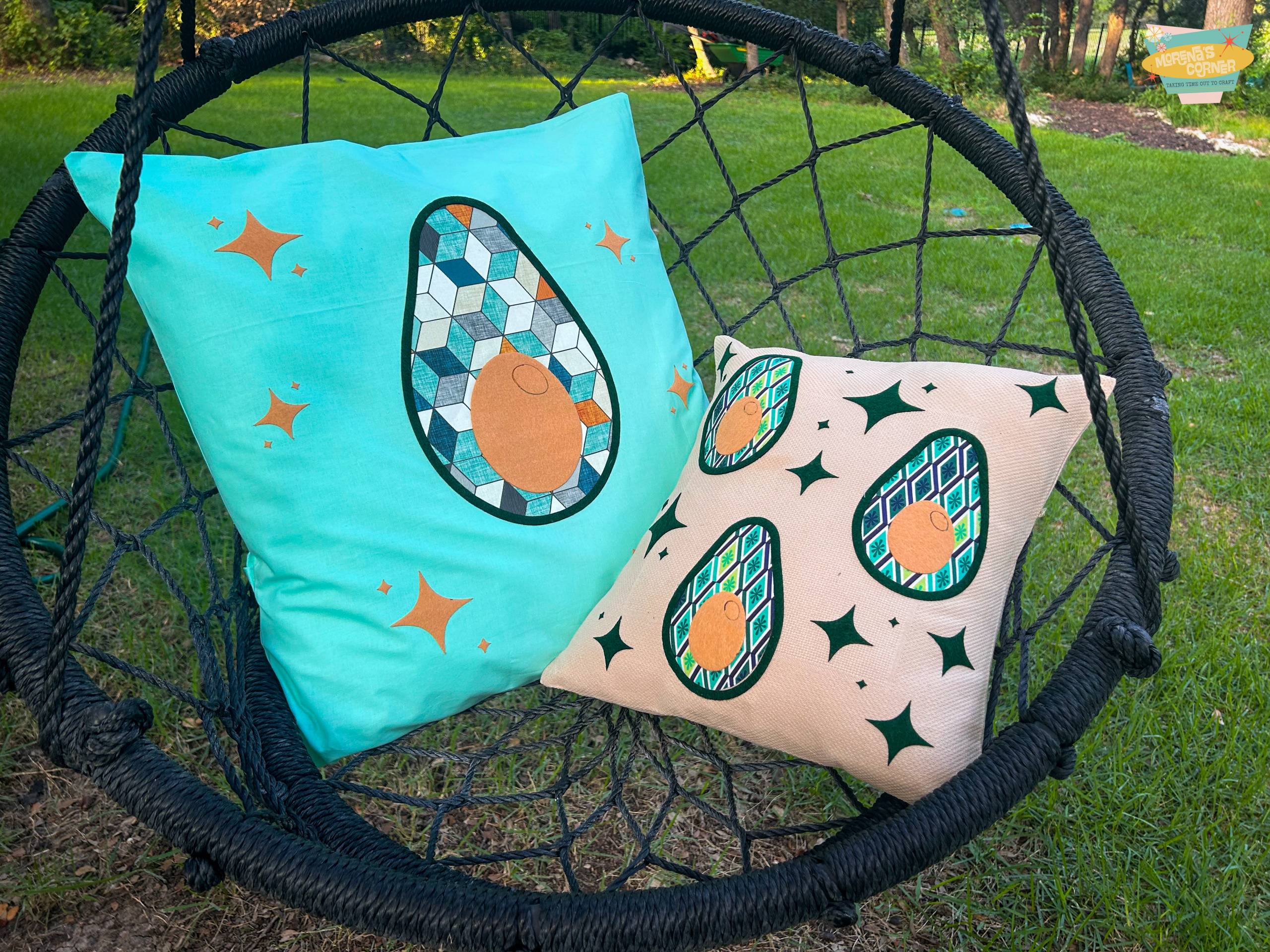 atomic avocado no sew applique pillow