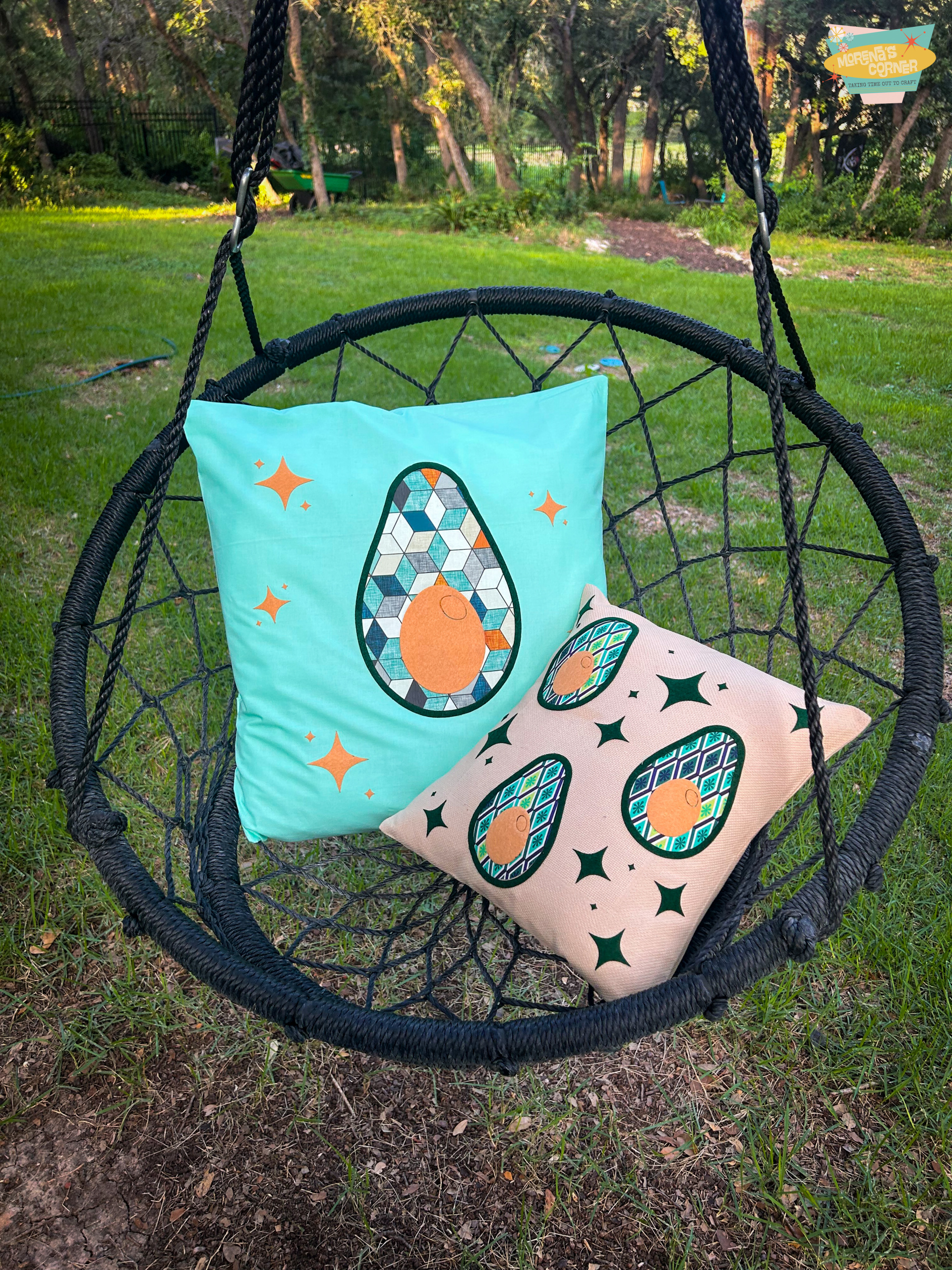 No Sew Appliqué Pillow: Atomic Avocado